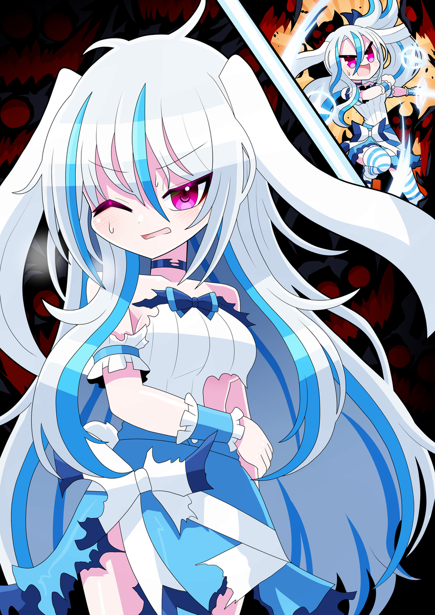 This is a pixiv picture whose title is 苦戦ルーチェ.