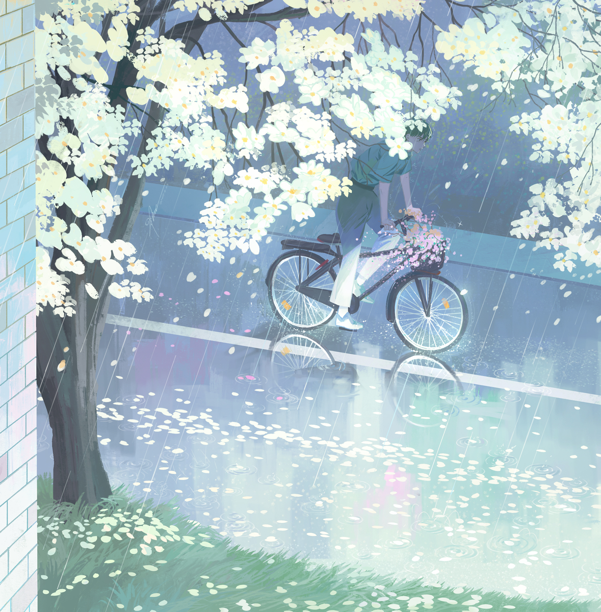 This is a pixiv picture whose title is 天空和我的中间，只剩倾盆的思念。.