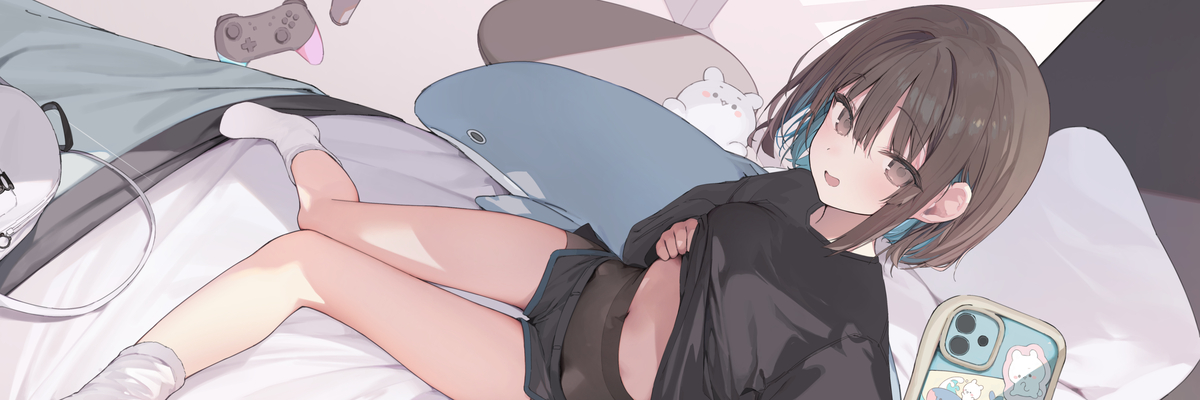 This is a pixiv picture whose title is 【超縦長】自撮りおもちちゃん.