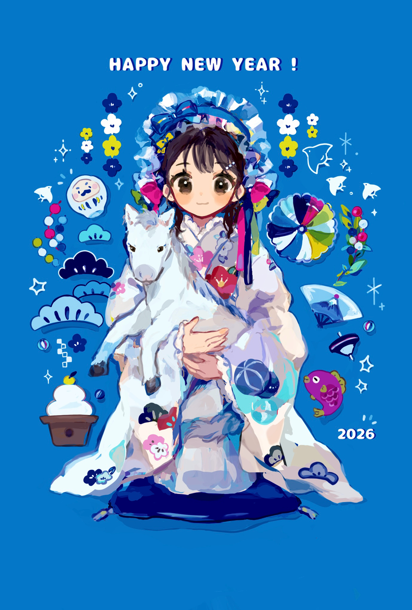 This is a pixiv picture whose title is Happy New Year 2026🎠💙.