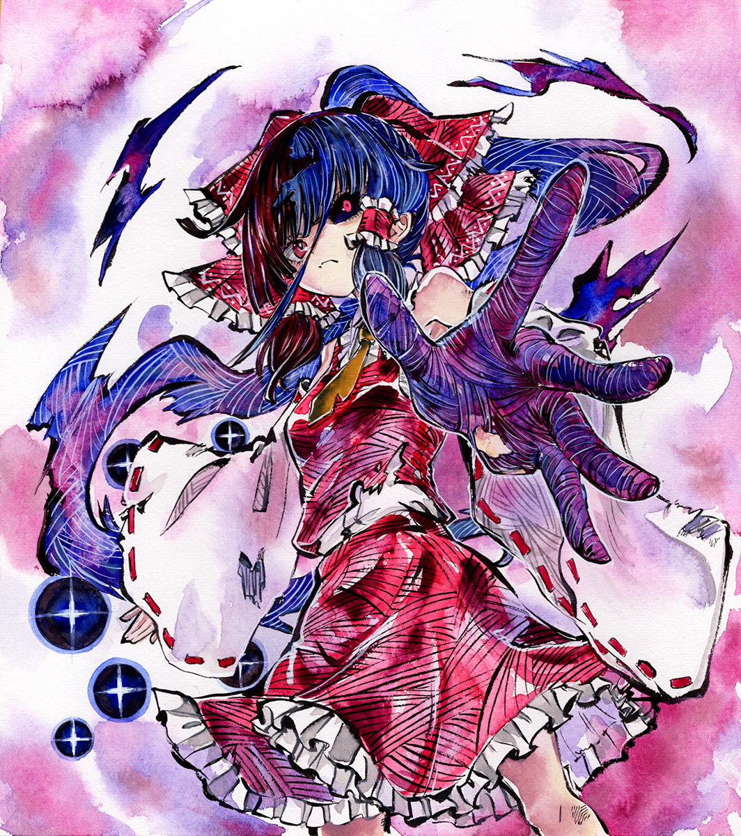 This is a pixiv picture whose title is 怨霊霊夢.