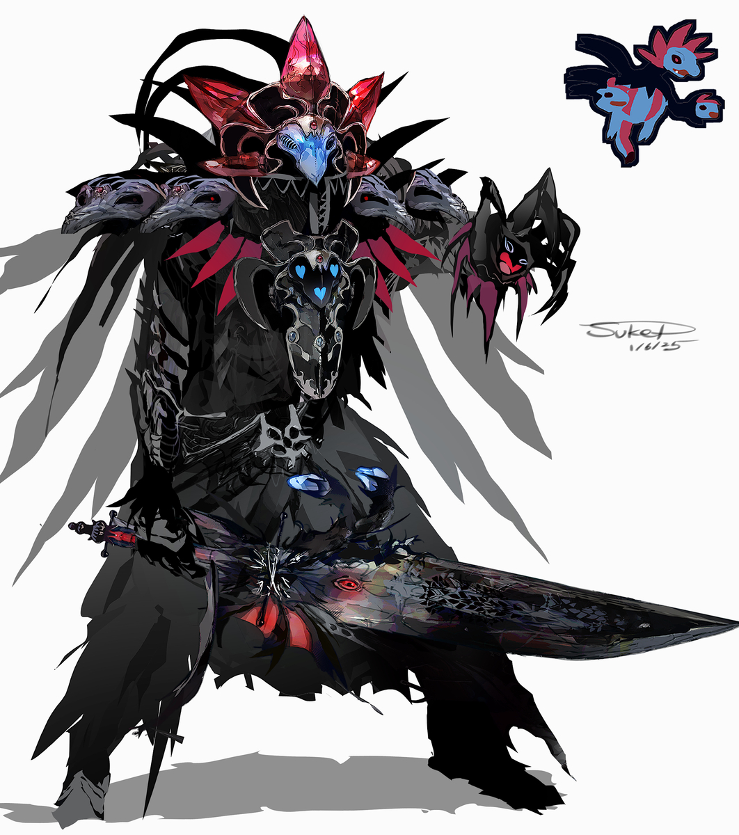 This is a pixiv picture whose title is サザンドラモチーフの騎士（ポケモン）.