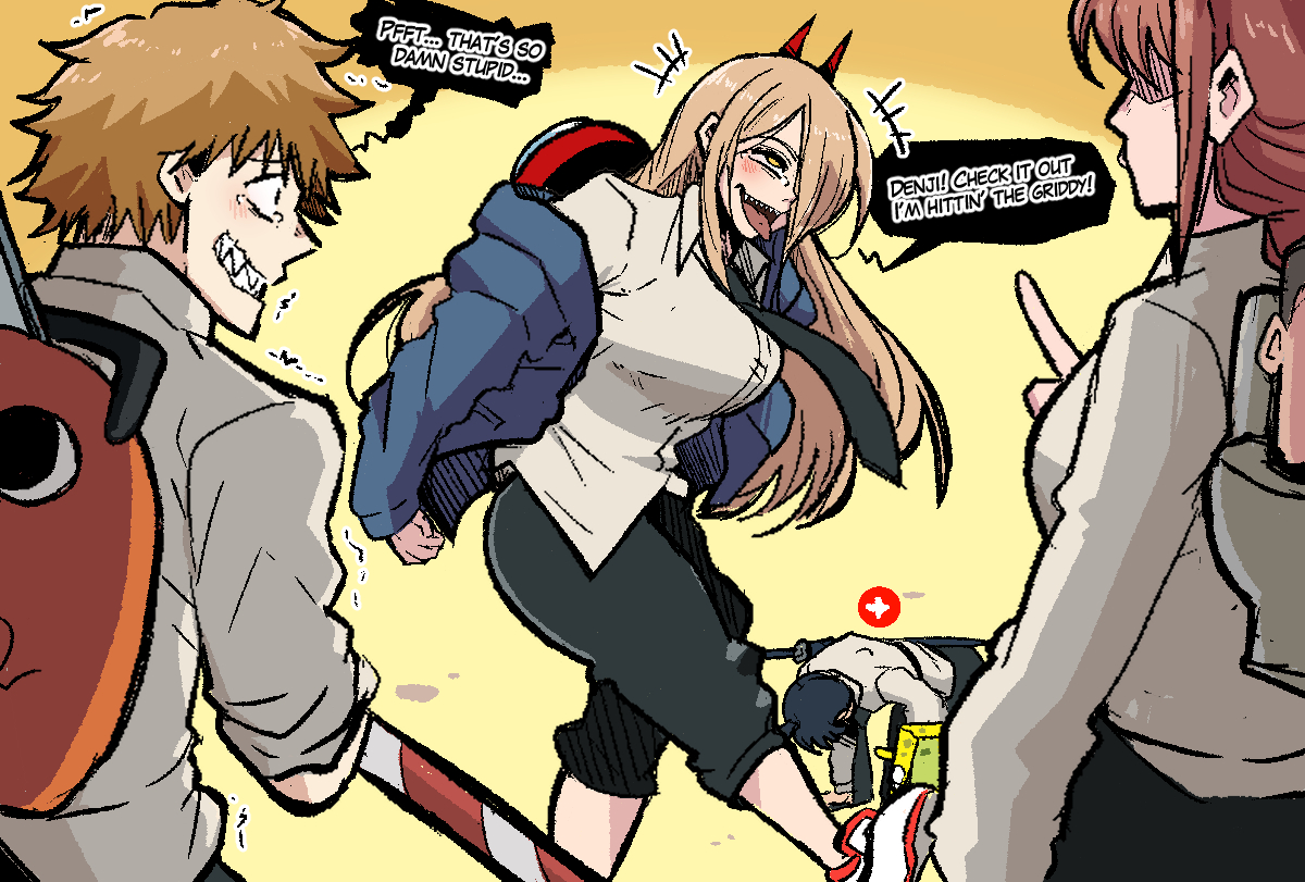 This is a pixiv picture whose title is Fortnite X Chainsaw man.