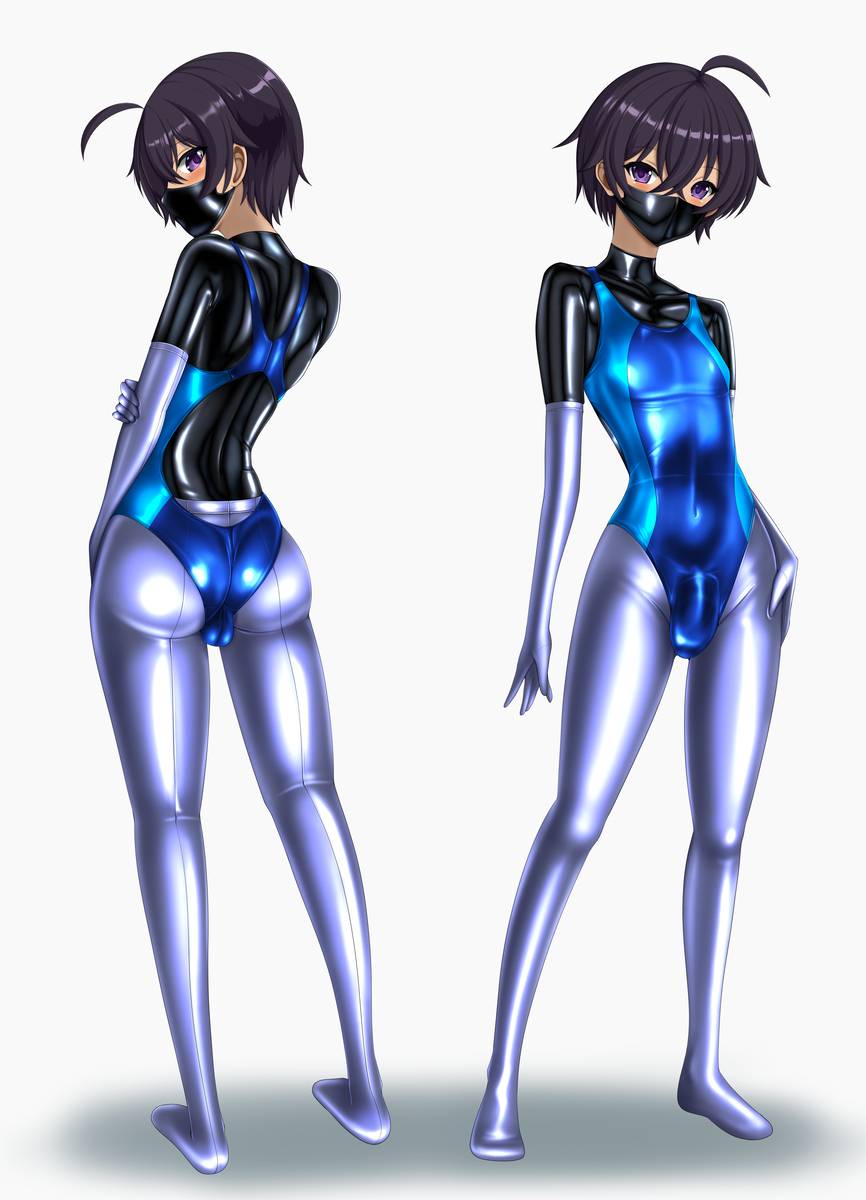 This is a pixiv picture whose title is ぴっちり競泳水着の男の娘.