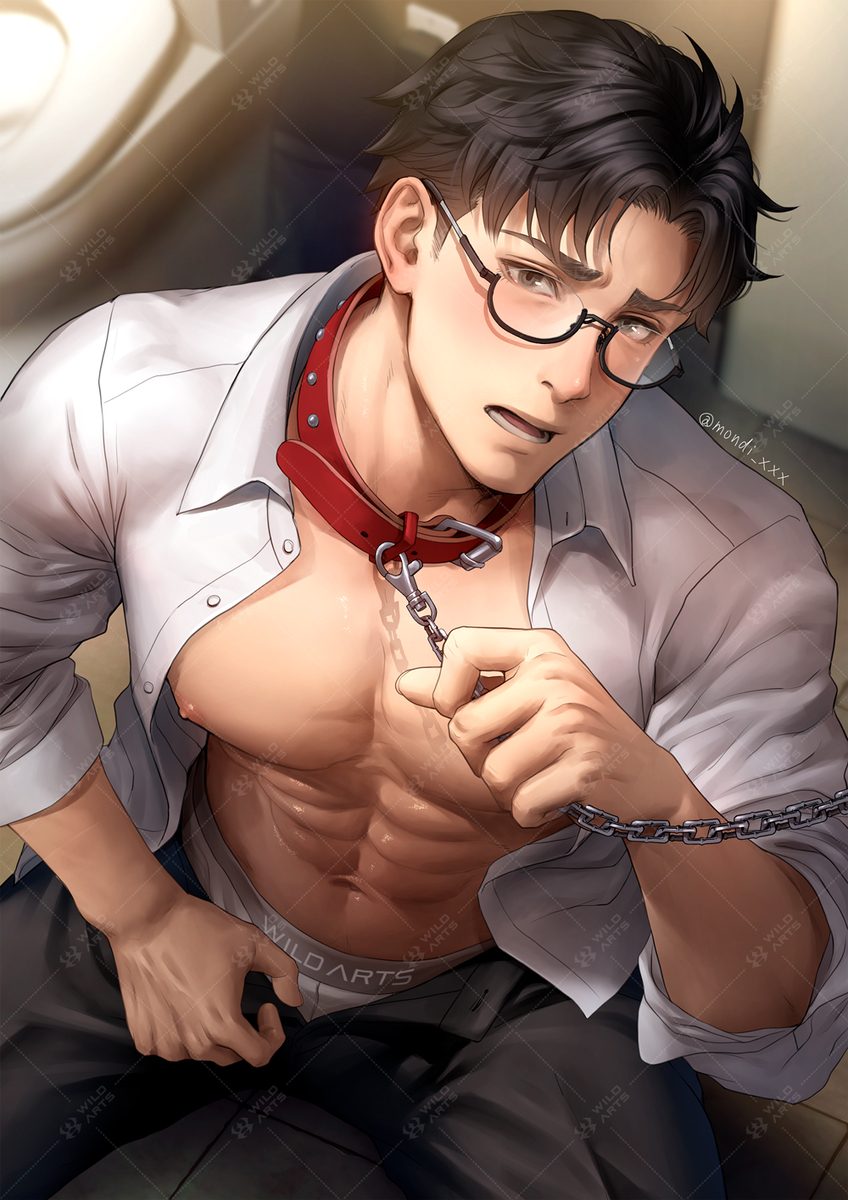 This is a pixiv picture whose title is 調教されるリーマン(OC/Minato).