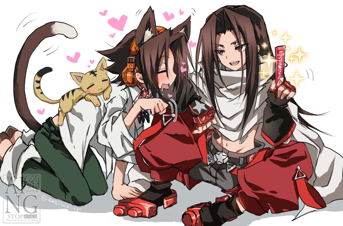 This is a pixiv picture whose title is ハオ様と葉にゃんこ🐾.