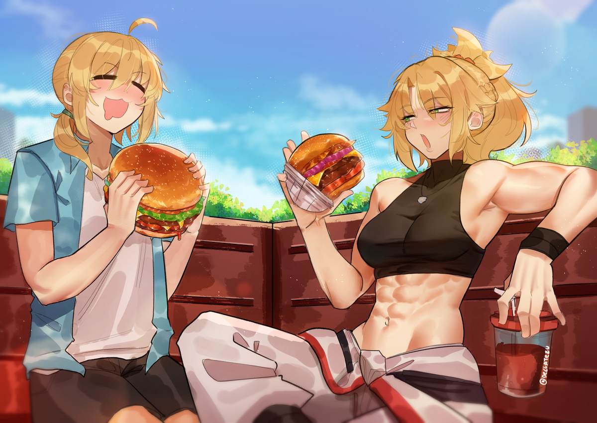 This is a pixiv picture whose title is Mordred with father.