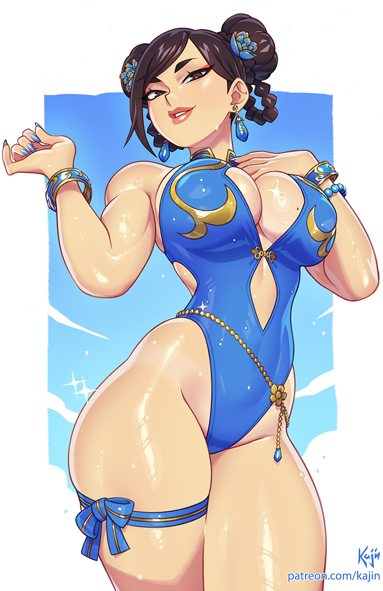 This is a pixiv picture whose title is Chun-li's swimsuit ☀️💦.