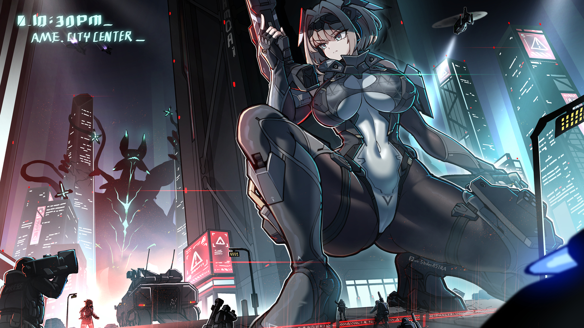 This is a pixiv picture whose title is 夜间都市.