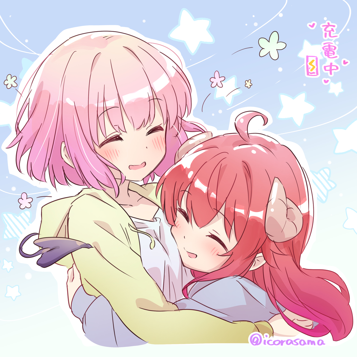 This is a pixiv picture whose title is 充電まぞく～.