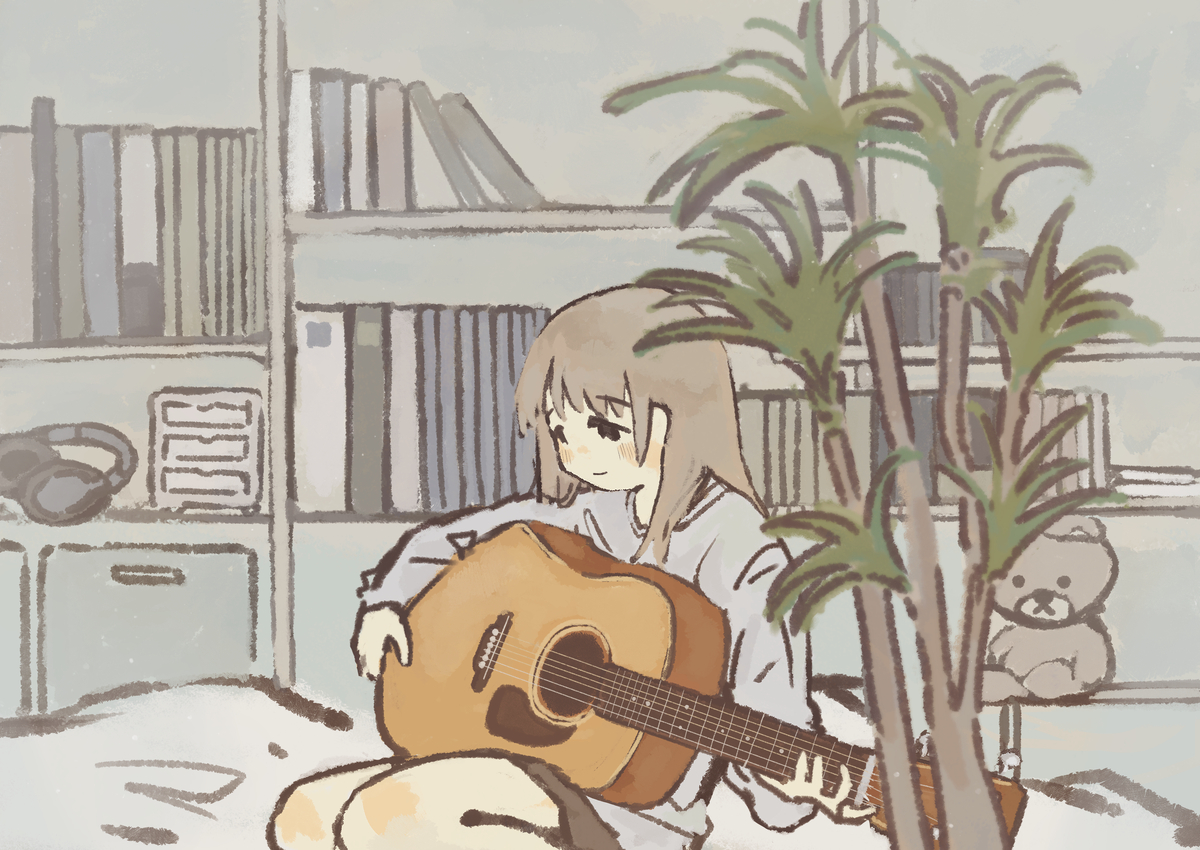 This is a pixiv picture whose title is ギターと女の子.