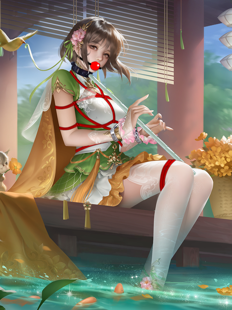 This is a pixiv picture whose title is 【三国杀】庭院被缚的大乔.