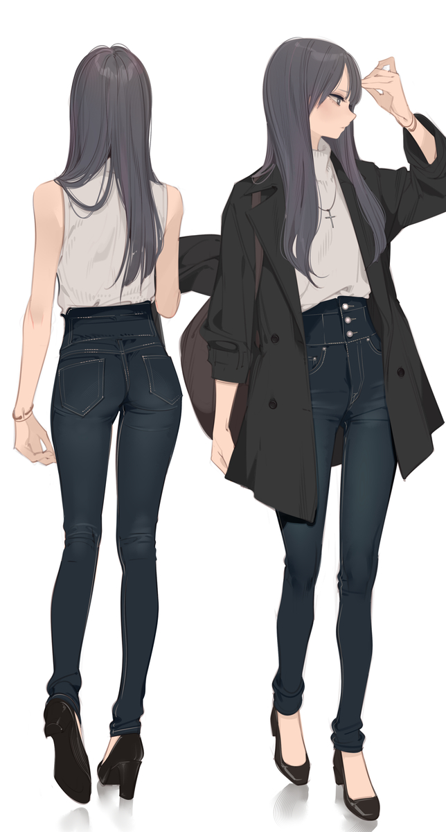 This is a pixiv picture whose title is デニムのおねえちゃん.