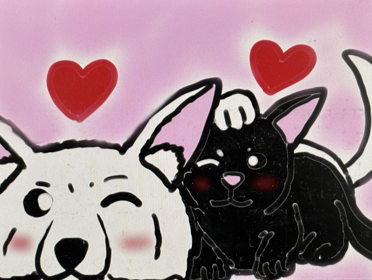 This is a pixiv picture whose title is ㊗️わんにゃんの日🐕🐈.