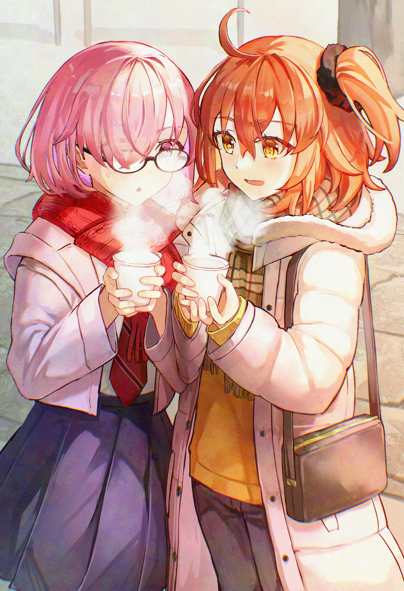 This is a pixiv picture whose title is あけおめぐだマシュ.