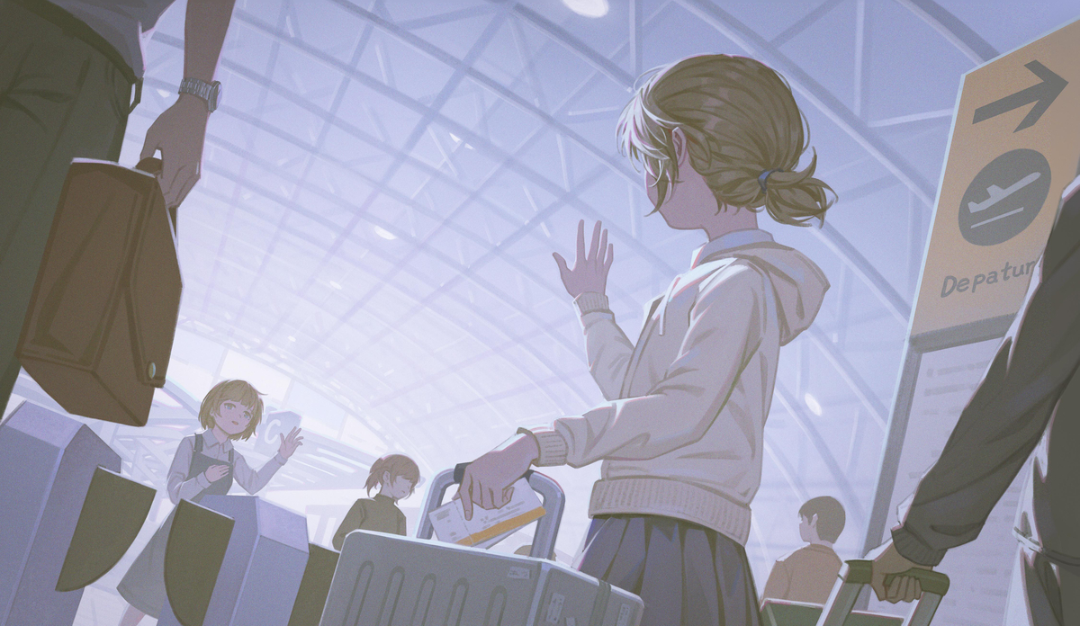 This is a pixiv picture whose title is 見送り.