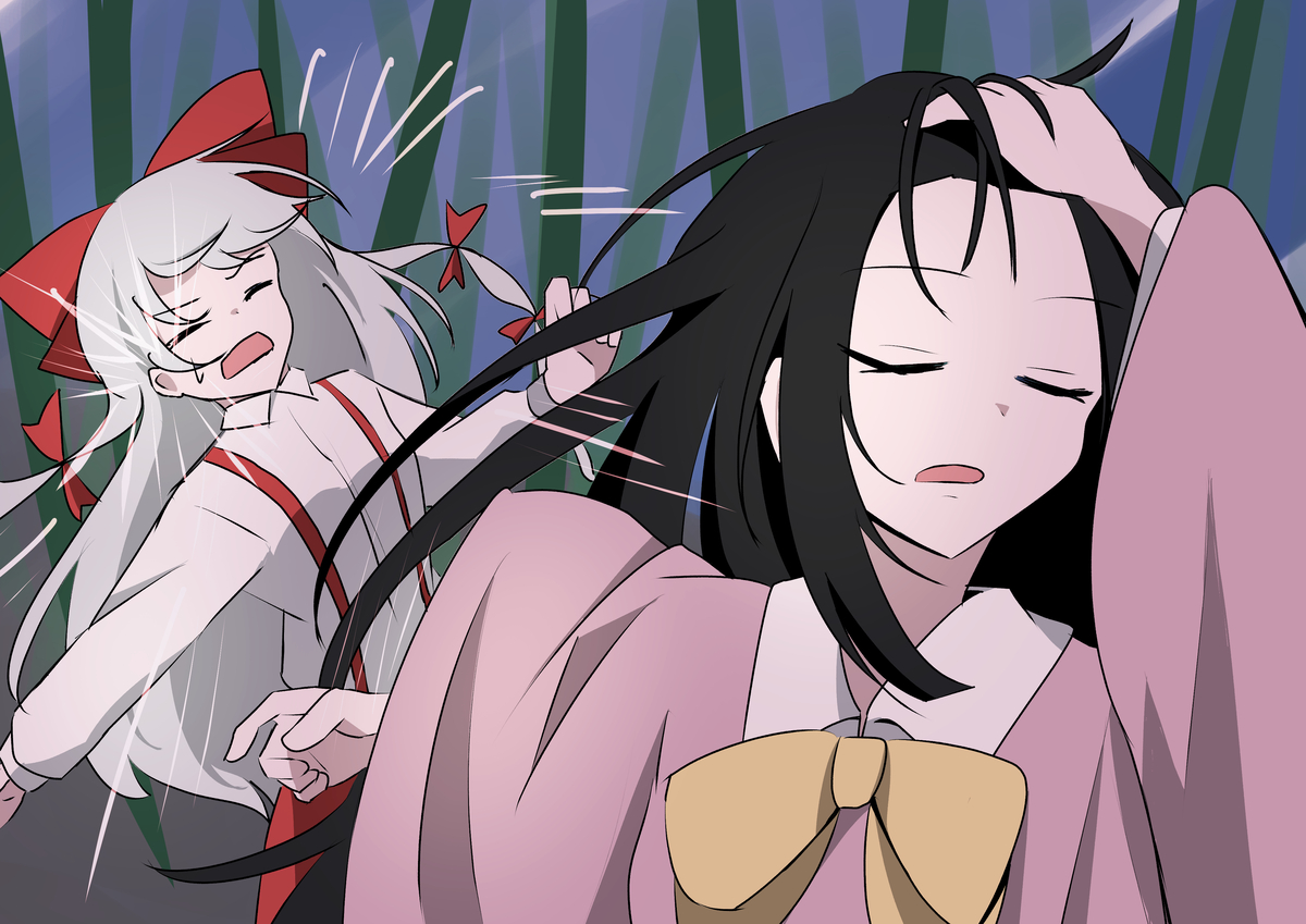 This is a pixiv picture whose title is 迷いの竹林の殺し合い.