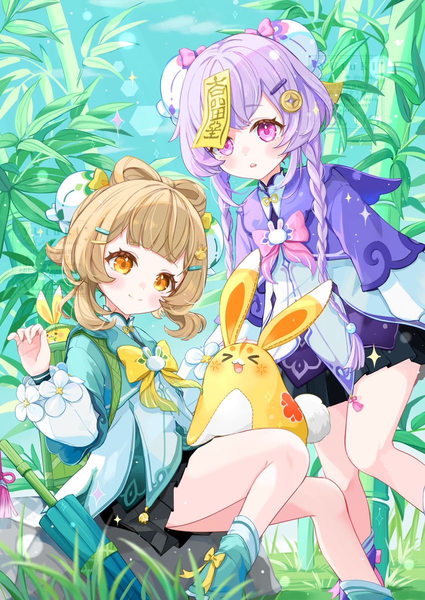 This is a pixiv picture whose title is おそろい💛💜.