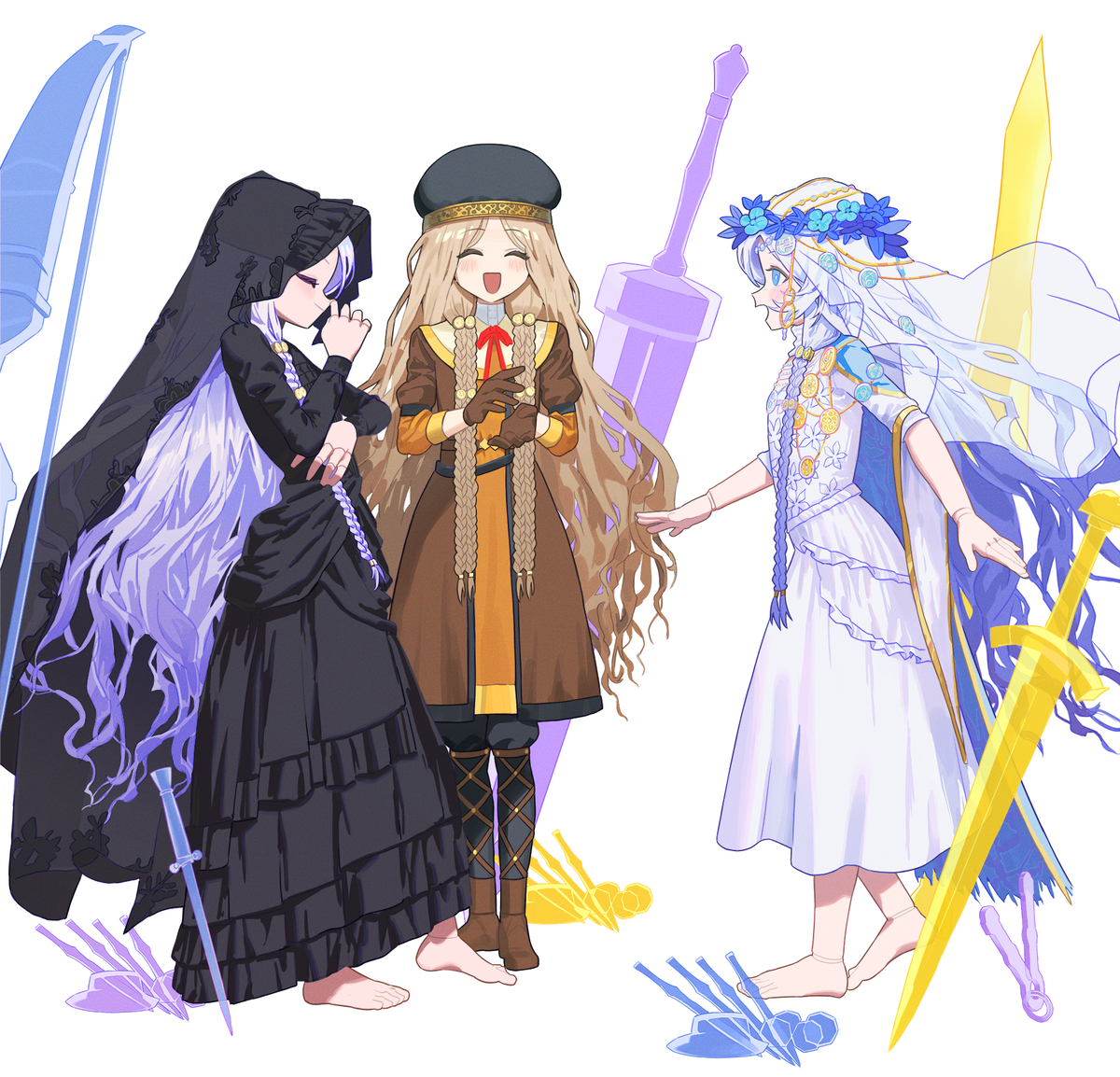 This is a pixiv picture whose title is 三只小蜗，不怕困难.