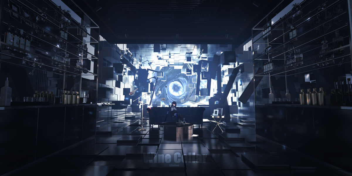 This is a pixiv picture whose title is 镜世界-禁区-102-酒窖.