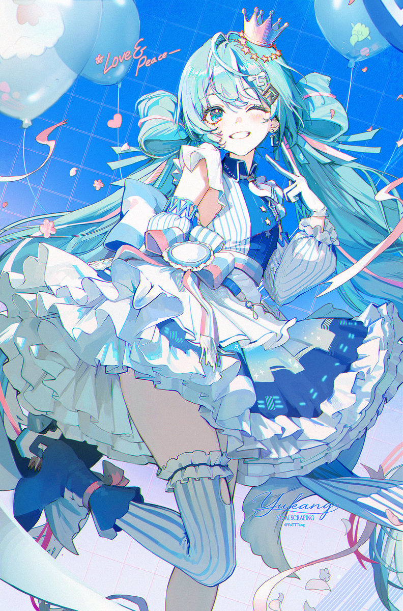 This is a pixiv picture whose title is 🩵&✌️.