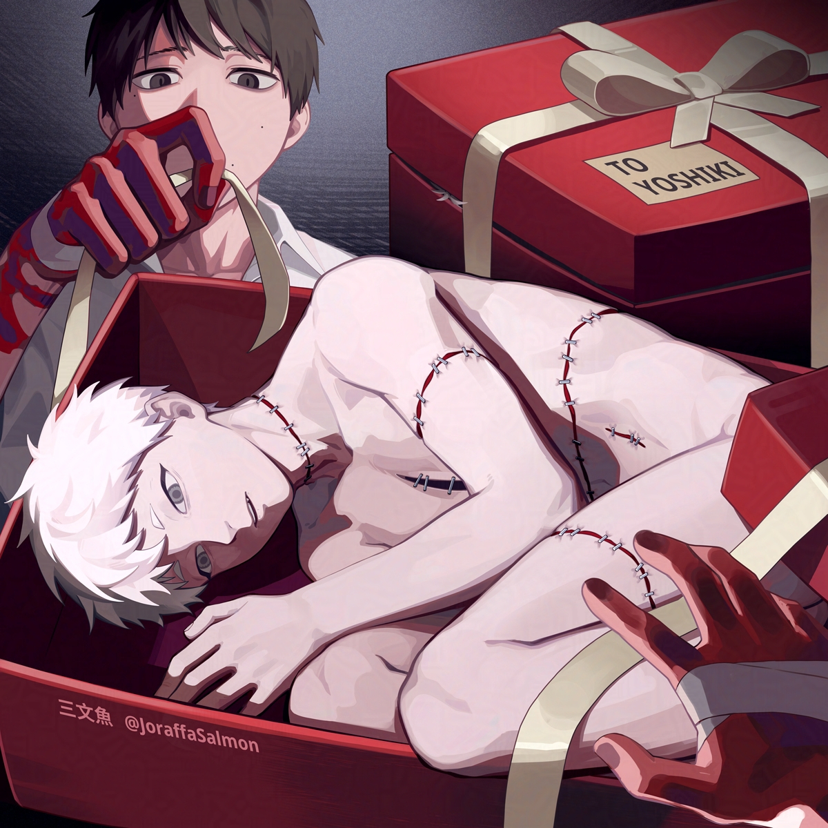 This is a pixiv picture whose title is YOSHIKI打开盒子看到…….