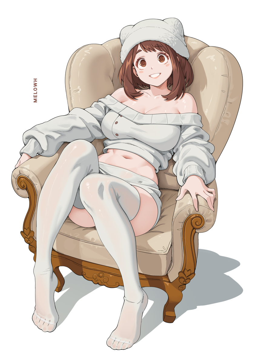 This is a pixiv picture whose title is Uraraka Winter Clothes.