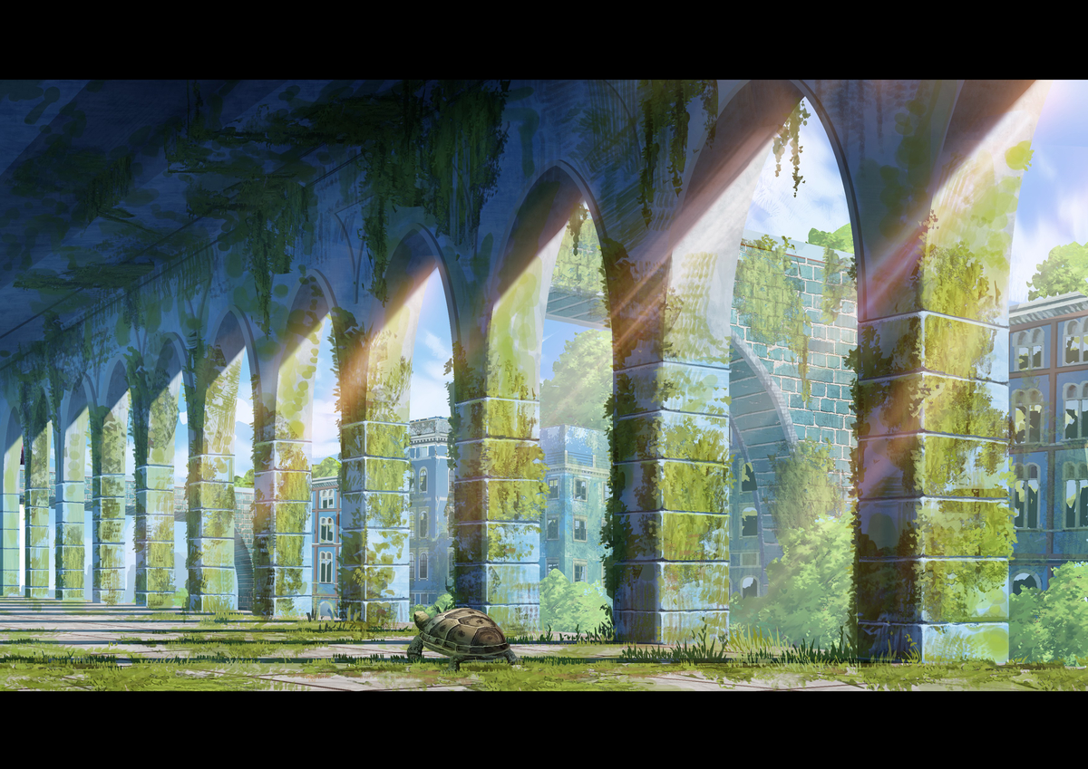 This is a pixiv picture whose title is 旧回廊.