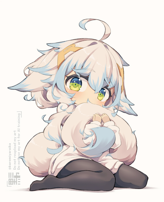 This is a pixiv picture whose title is 尻尾でぬくぬく.