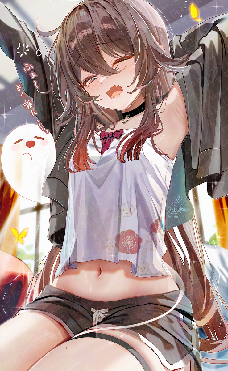 This is a pixiv picture whose title is ねぼすけふわふわ胡桃ちゃん👻.