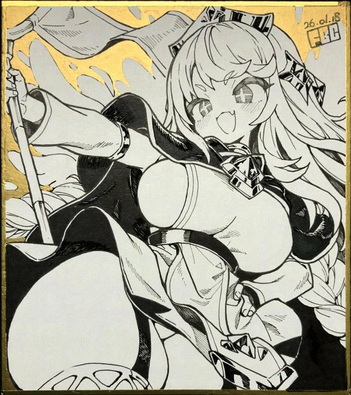 This is a pixiv picture whose title is 手描きミニ色紙　エルフィン.