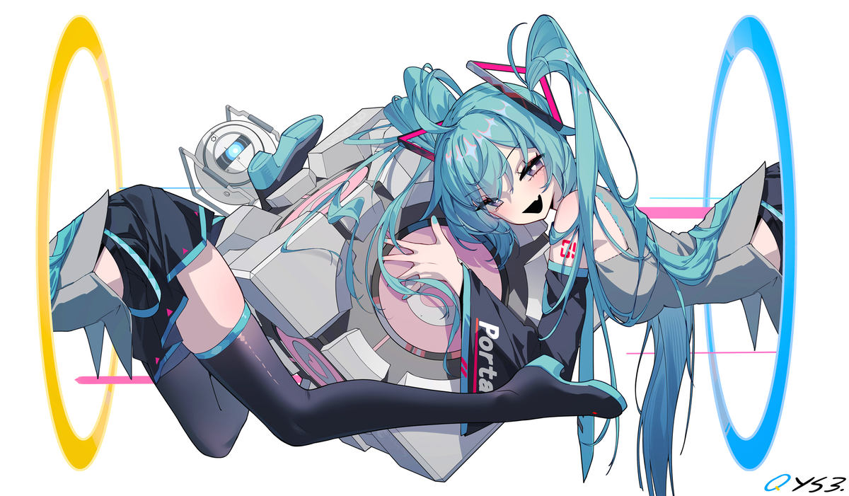This is a pixiv picture whose title is miku 传送门.