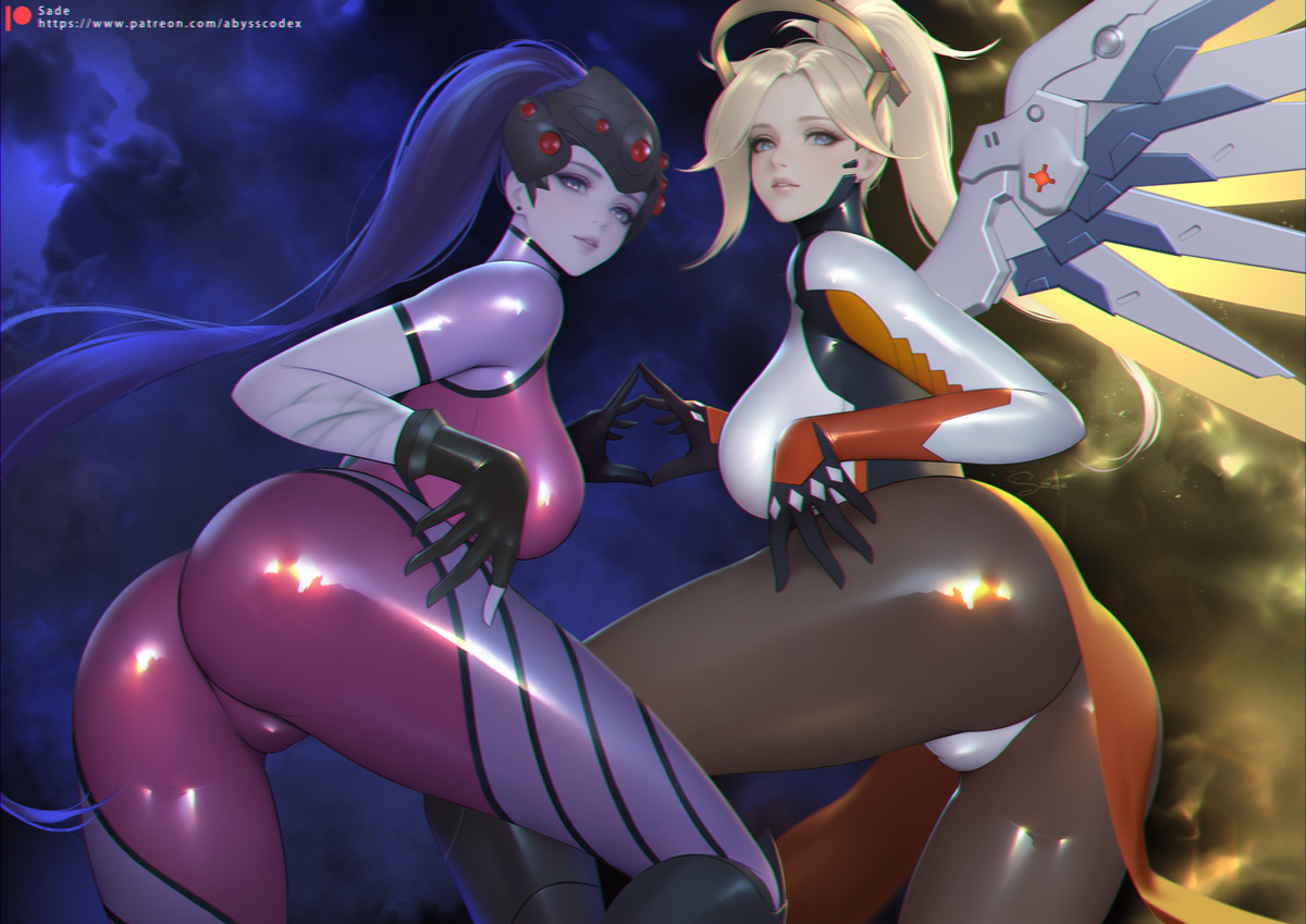 This is a pixiv picture whose title is Mercy × Widowmaker.
