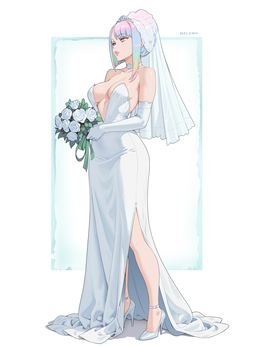 This is a pixiv picture whose title is Lucy Wedding Dress 🤍.