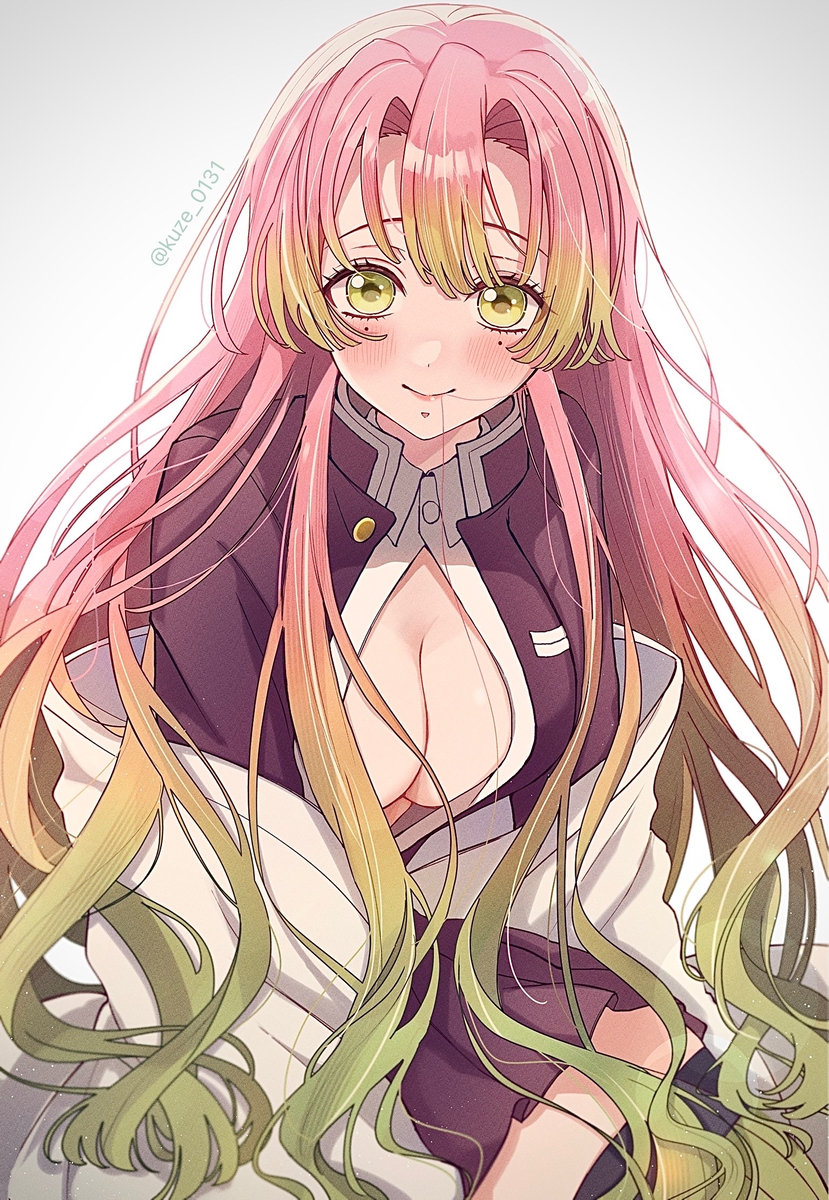 This is a pixiv picture whose title is 髪下ろし蜜璃ちゃん.