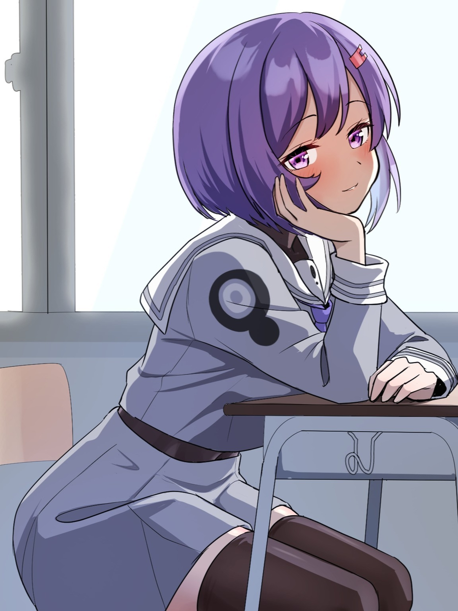 This is a pixiv picture whose title is 授業中にふと雫ちゃんと目が合った.