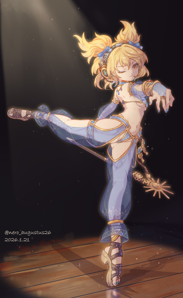 This is a pixiv picture whose title is 【摸鱼】神子舞娘装.