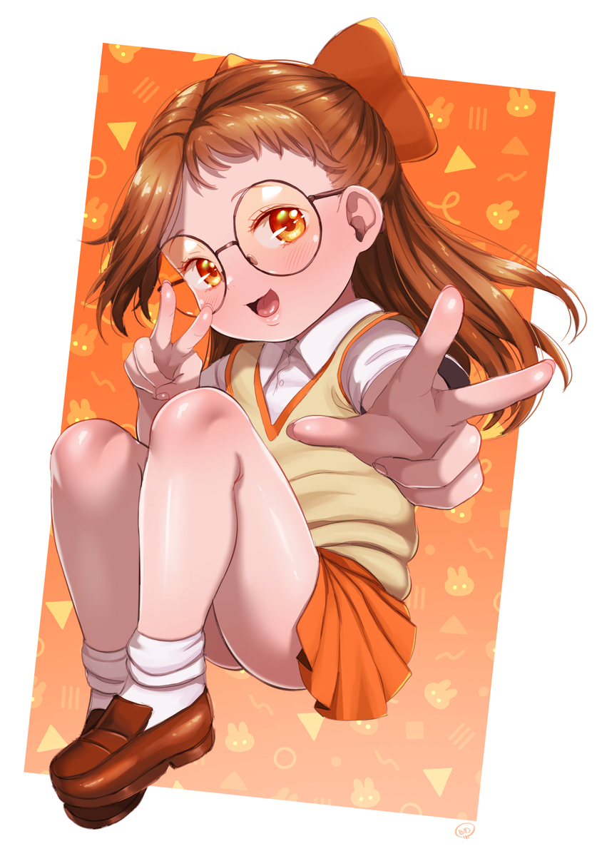 This is a pixiv picture whose title is CUTE NERDY ORANGE GIRL.