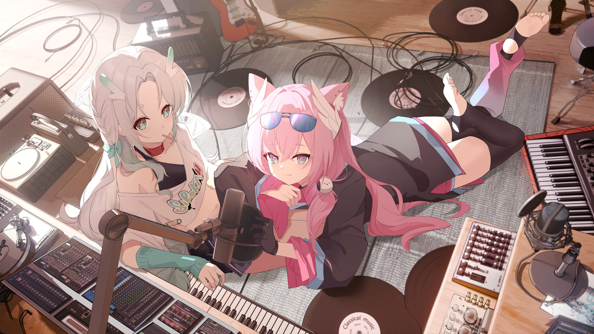 This is a pixiv picture whose title is Melody on the floor.