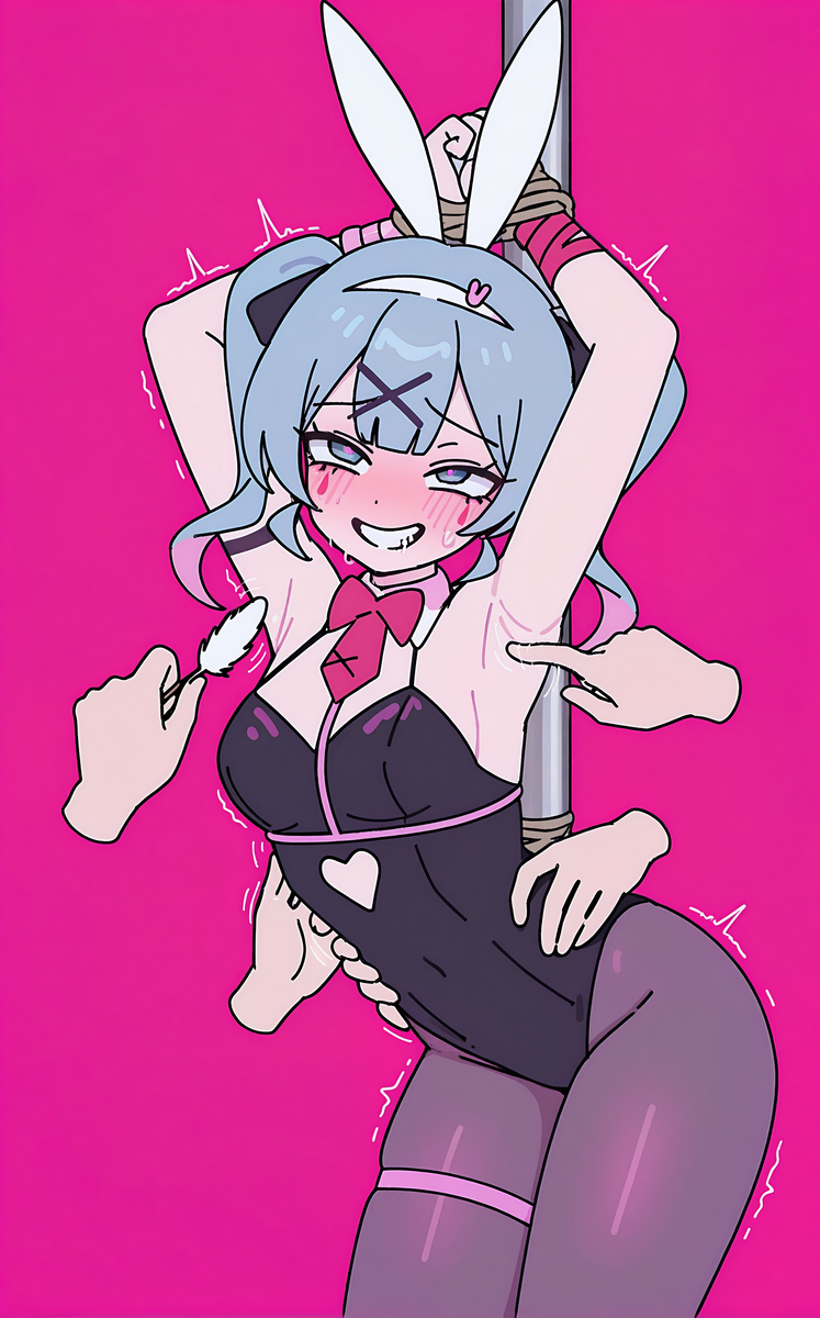 This is a pixiv picture whose title is Miku （rabbit hole）tickle.