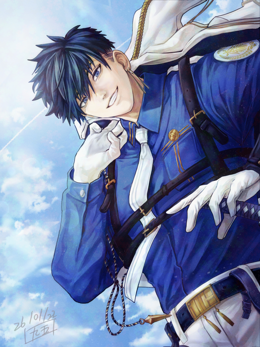 This is a pixiv picture whose title is 刀のおまわりさん.