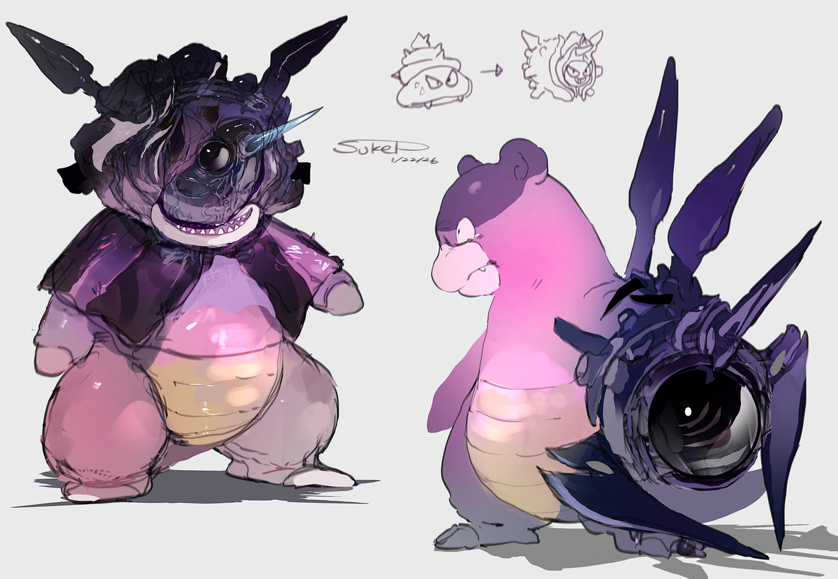 This is a pixiv picture whose title is 違うシェルダーに噛まれたヤドン.