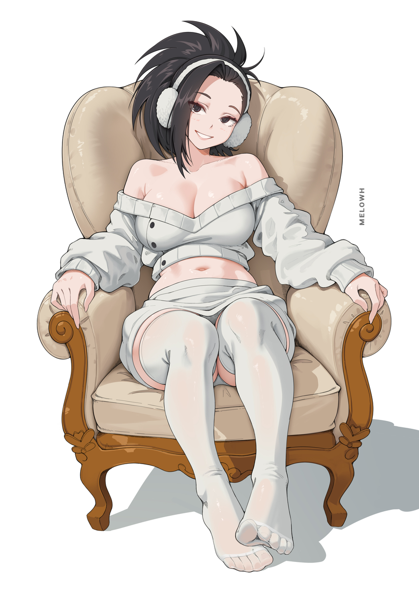 This is a pixiv picture whose title is Momo Yaoyorozu winter clothes.