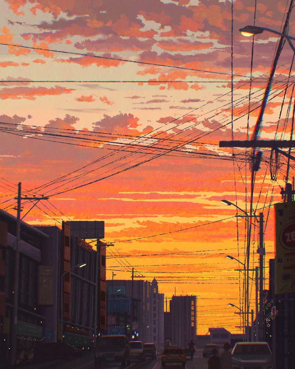 This is a pixiv picture whose title is 日落大道.