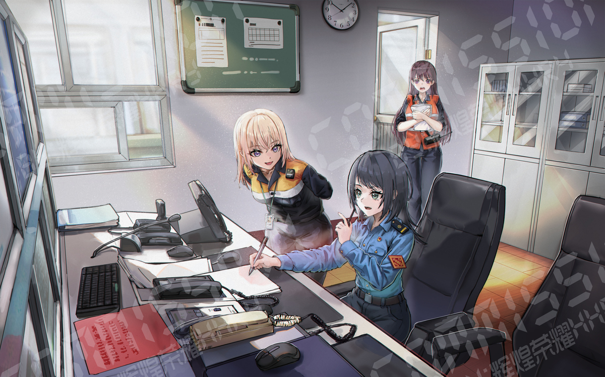 This is a pixiv picture whose title is 【MyGo!!!!!】车站值班室三人组.