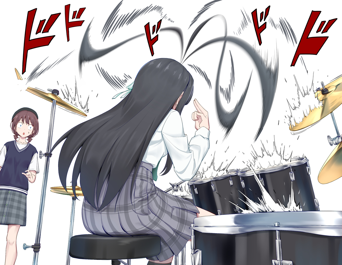 This is a pixiv picture whose title is 打鼓的忘记带鼓棒.