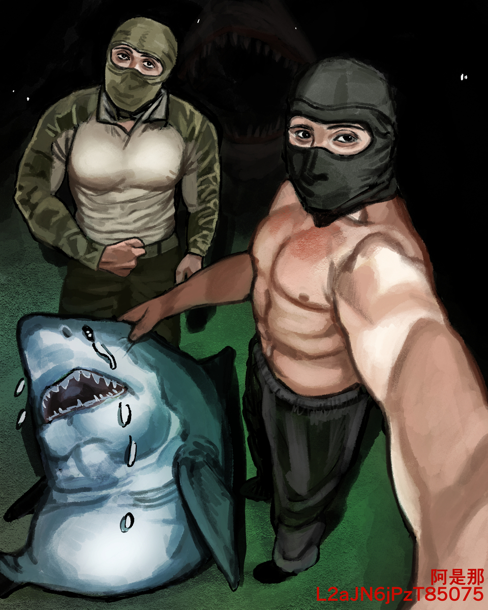 This is a pixiv picture whose title is 「ｸｸｸ…迷子の子ザメを保護してやったぜ。」.