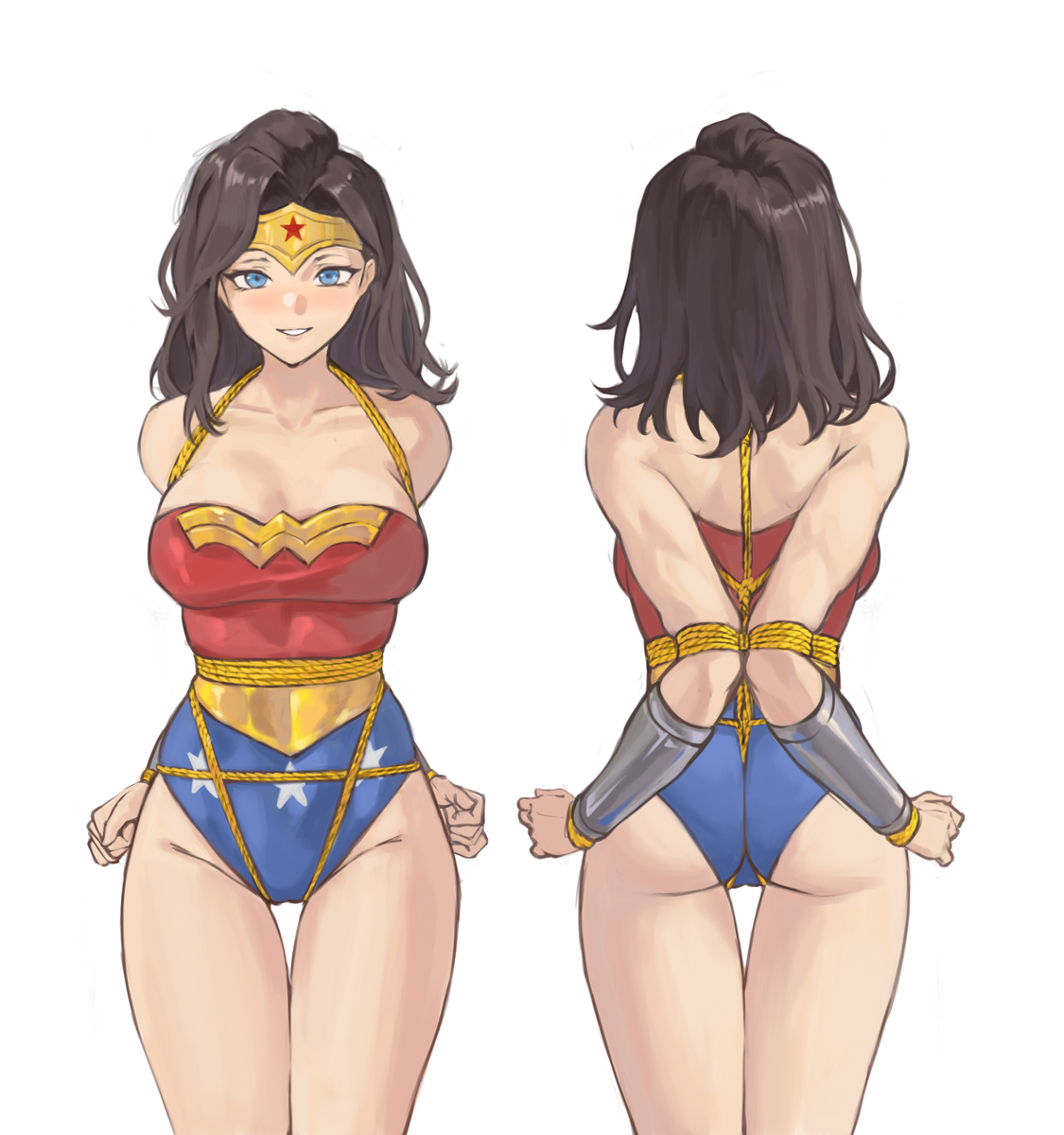 This is a pixiv picture whose title is 丁字裤缚神奇女侠（绳缚图鉴第三弹！）.