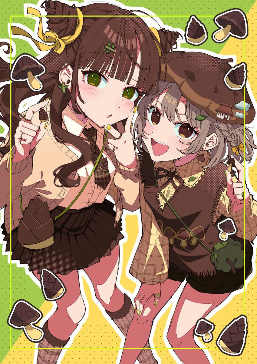 This is a pixiv picture whose title is きのこたけのこ.