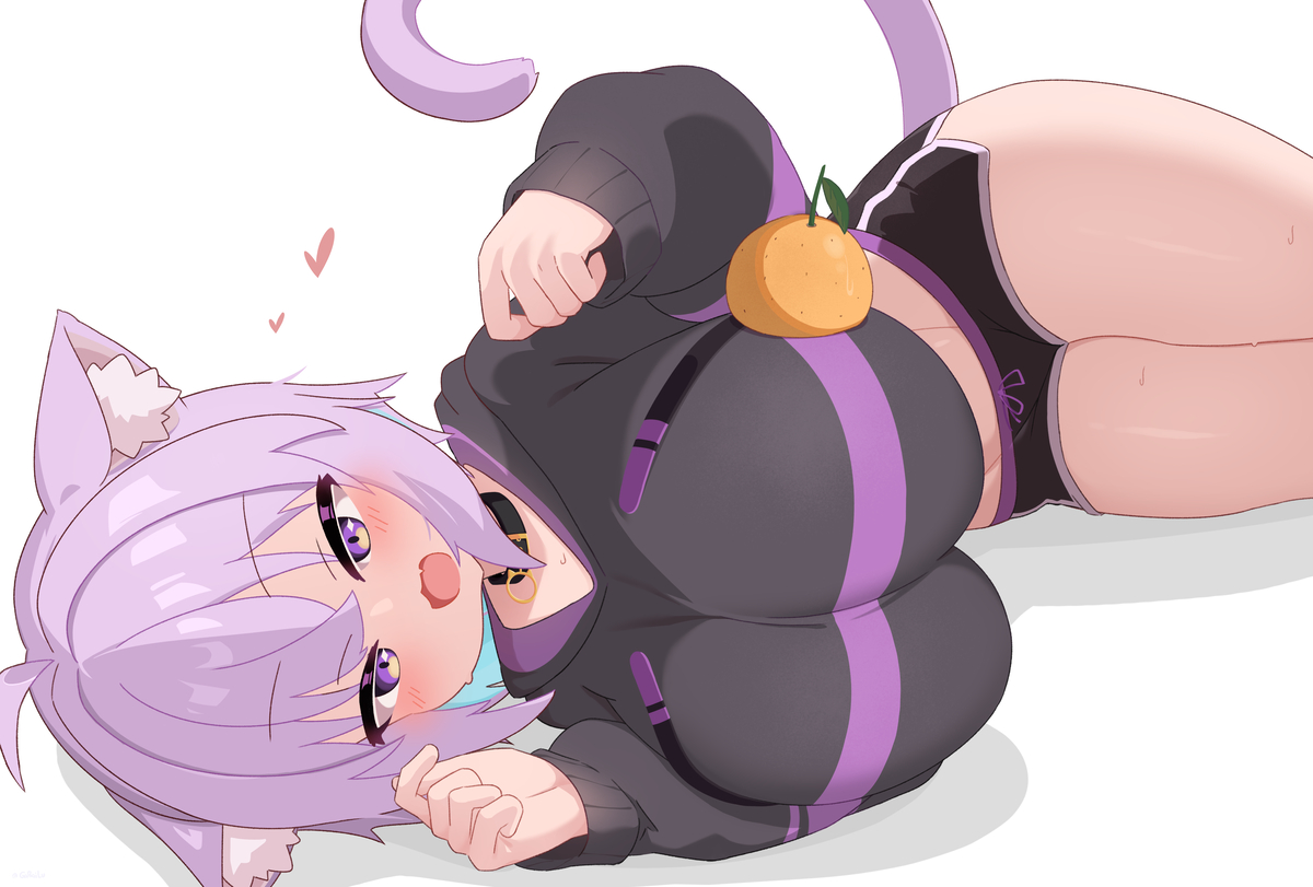 This is a pixiv picture whose title is 猫又おかゆ 🍊.